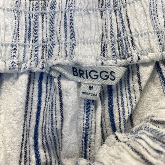 Briggs Womens Wide Leg Pants SZ M White & Blue Striped Elastic Waist Linen Blend - Picture 7 of 12
